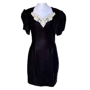 Gunne Sax - Vintage Crushed Velvet Mini Dress Sz M